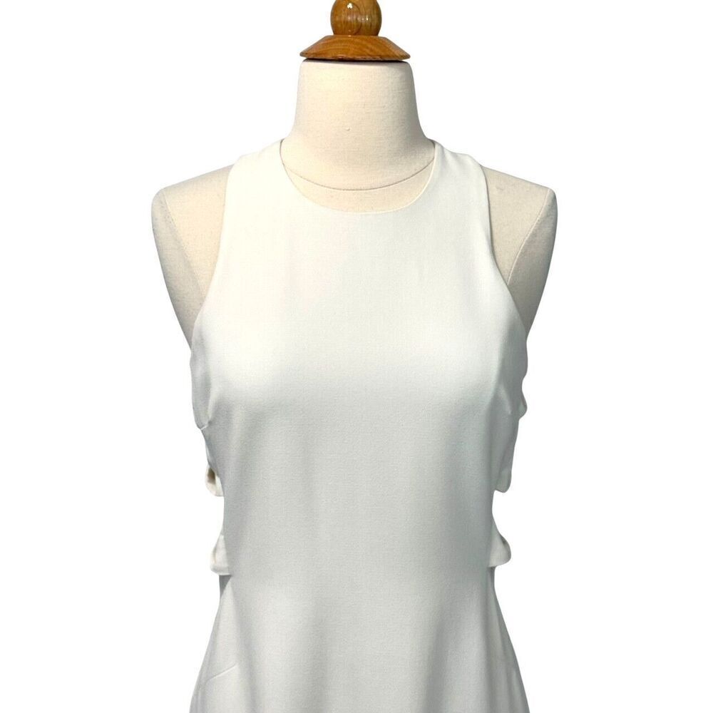 Halston Heritage Ivory Twist Flounce Hem Dress Sleeveless Size 6 Wedding Evening - Picture 3 of 16